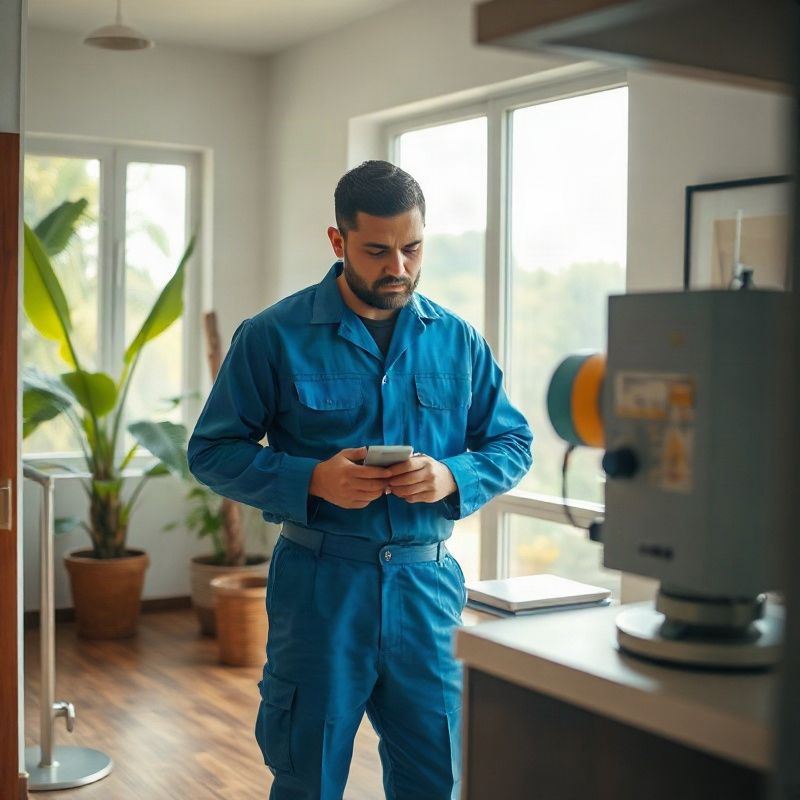Técnico da Lumenhpanda usando equipamento de medição em residência